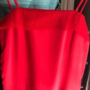 Custom made red silk and lace dress